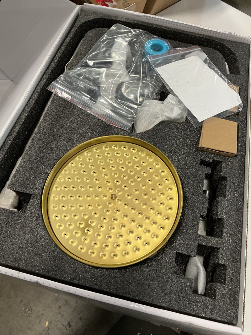 Condition photo showing Good Condition for BWE Exposed Bathroom Shower Faucet Set Antique Brass Bathroom Shower Faucet Triple Functions 8 Inch Rainfall Shower Head Handheld Spray with Tub Spout Exposed Shower System Double Handle