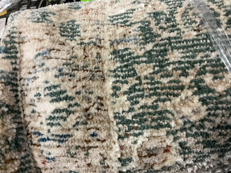 Condition photo showing As Is for blue floral 8x10 area rugs for living room, blue and green multi bedroom rug boho low-pile dini  vintage soft indoor non-slip floor  7 ft  10 in x 10 ft  carpet office rug playroom