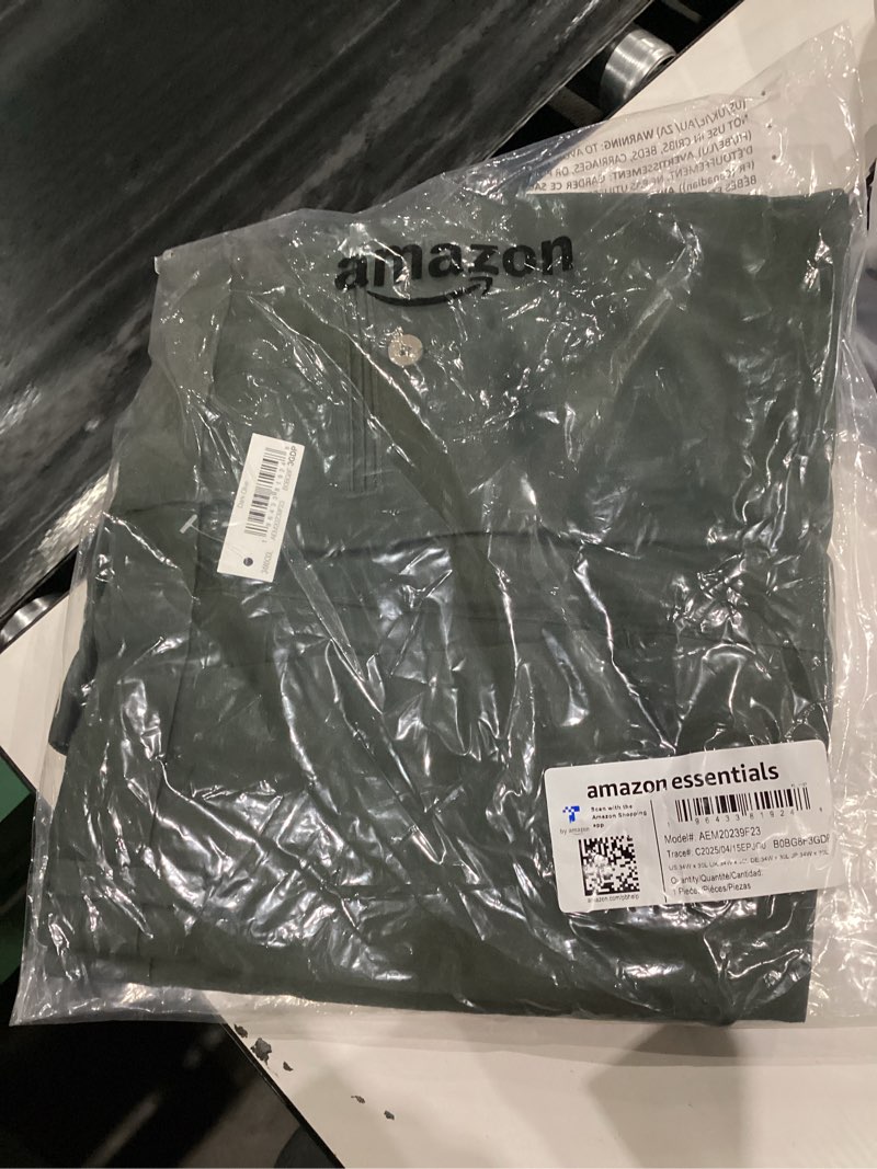 Condition photo showing New/Like New for Amazon Essentials Men's Slim-Fit Wrinkle-Resistant Flat-Front Stretch Chino Pant 34W x 30L Dark Olive