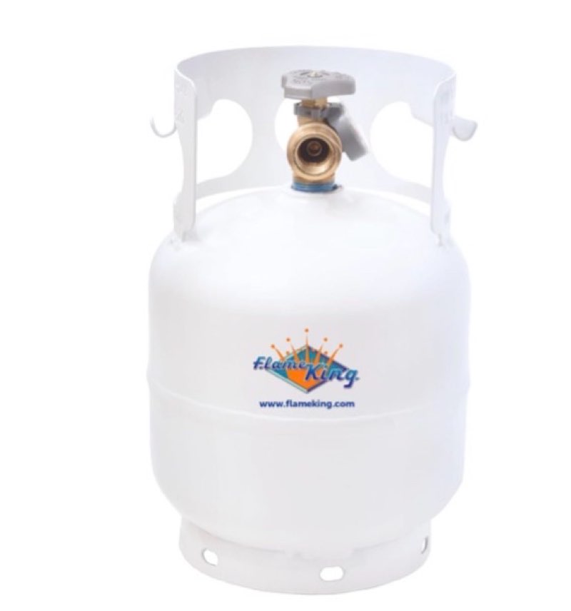 Flame King YSN5LB-GAUGE 5lb Steel Propane Tank Cylinder with Gauge and OPD Valves for Grills and BBQs, Camping, Fishing, & Outdoor Activities, White