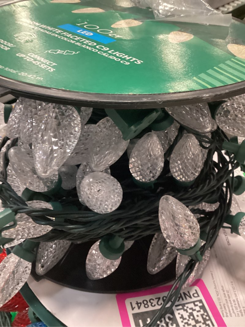 Condition photo showing As Is for 100PACK C9 Christmas Lights LED Replacement Bulbs?Shatterproof & Waterproof Plastic C9 Led Bulbs for Outdoor String Lights, E17 Base, 0.6W Equivalent to 7W, Warm White 2700K, 50LM Holiday Decoration 100 Pack