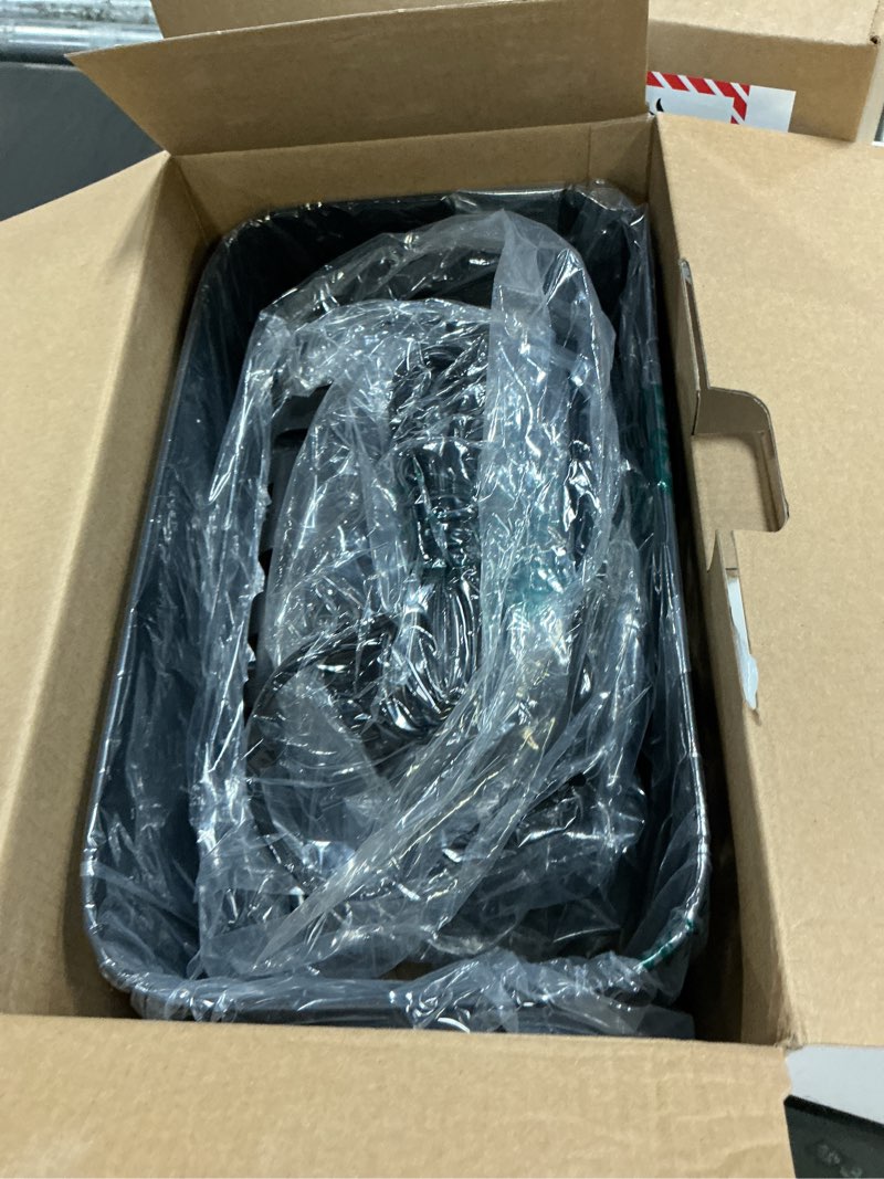 Condition photo showing As Is for pen+gear 6-sheet cross-cut paper/credit card shredder with 3.7 gallon bin, black, home & office use