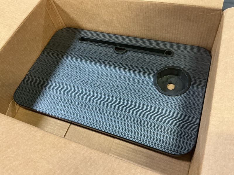 Condition photo showing As Is for laptop bed tray table, laptop stand, portable lap desks with foldable legs, reading desk for sofa couch floor - medium small