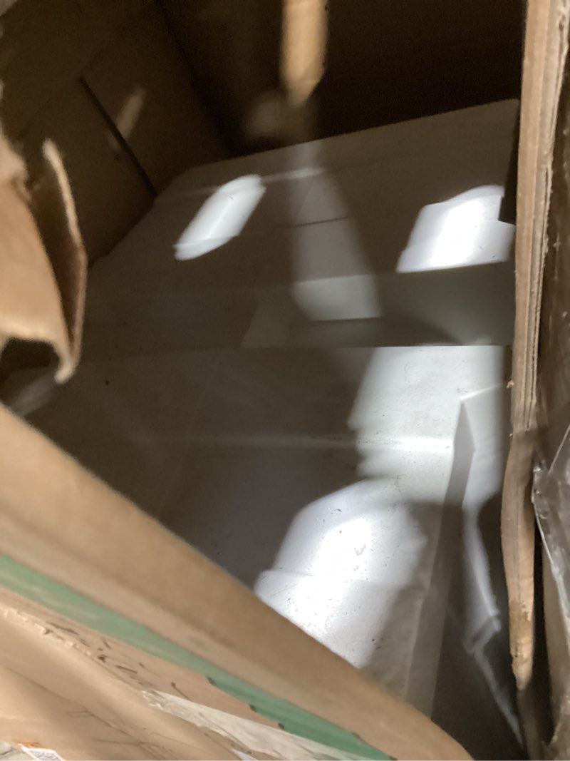 Condition photo showing As Is for mayne madison rain catcher - white - 9.5in l x 22.5in w x 35in h - includes 3ft overflow hose & 4ft garden hose (5847-w)
