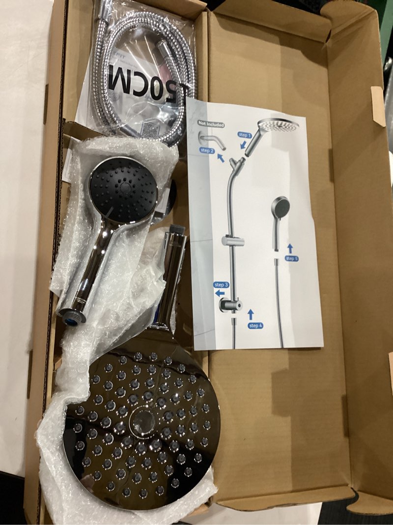 Condition photo showing New/Like New for 8” Rotatable Dual Shower Head with Handheld Combo, Kids Friendly Low 3-Way Diverter, Adjustable Slide Bar for Whole Family Use, Enjoy High Pressure Rainfall Spa Shower, Brush Nickel Finish