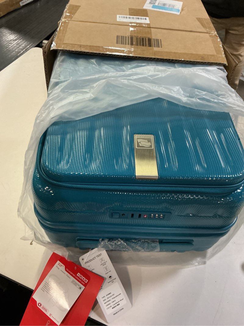 Condition photo showing New/Like New for Hanke 20 Inch Expandable Carry On Luggage Airline Approved Top Opening Hard Shell Suitcases with Whe