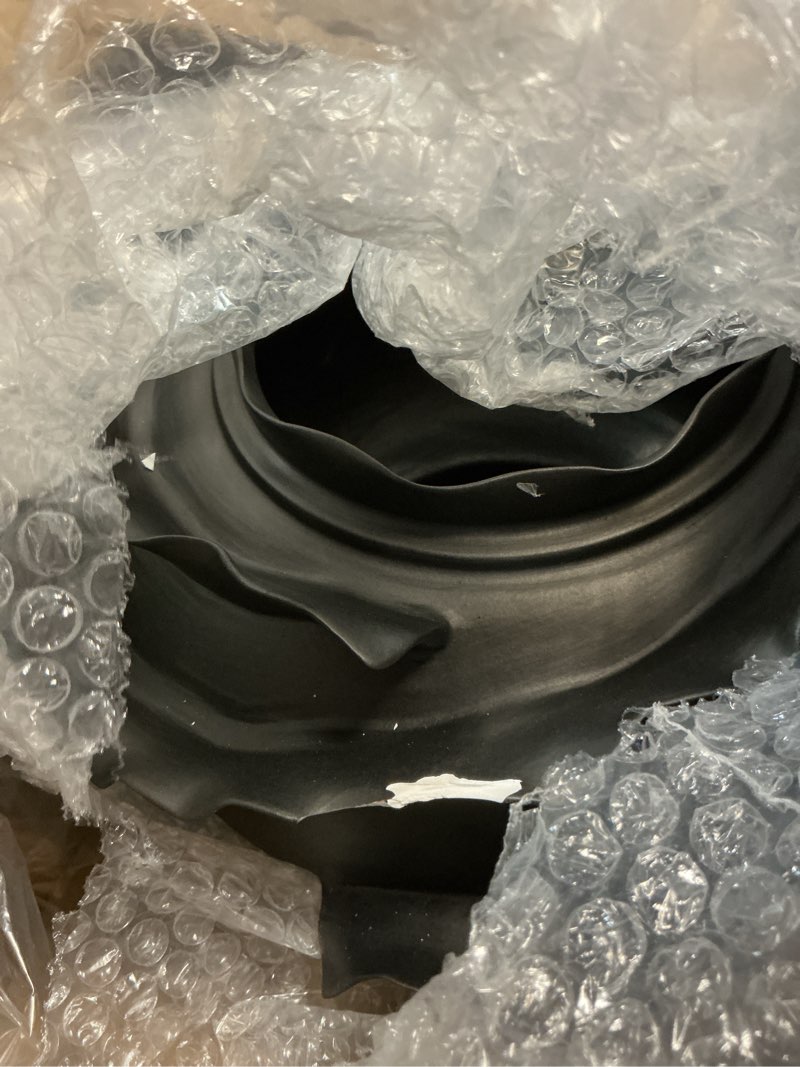 Condition photo showing As Is for deco 79 ceramic abstract decorative vase floral inspired centerpiece vase, flower vase for home decoration 12" x 12" x 9", black black 12" x 12" x 9"
