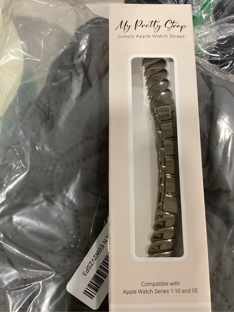Condition photo showing Good Condition for my pretty strap - compatible apple watch band strap, stainless steel fashion iwatch replacement strap- easy resizing, no tool needed, fits most wrists- series 1-11, se and ultra ripple silver 38mm / 40mm/ 41mm / (series 10& 11 - 42 mm)