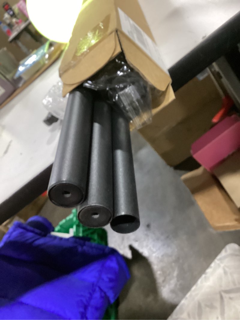 Condition photo showing New/Like New for 1 Inch Heavy Duty Adjustable Curtain Rods for Windows, Industrial Wrap Around Room Divider Decorative Curtain Rods Wall Mount & Ceiling Mount for Indoor & Outdoor, 72 to 144 inch, Black Black 72" to 144"