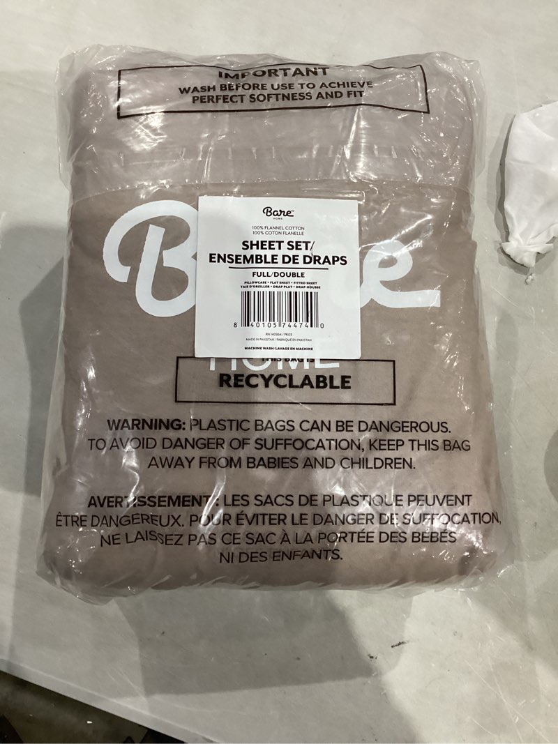 Condition photo showing Good Condition for bare home flannel sheet set 100% cotton, velvety soft heavyweight - double brushed flannel - deep pocket (full, taupe) full 06 - taupe