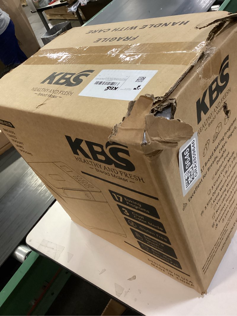 Condition photo showing New/Like New for KBS Pro 710W 2LB Bread Maker, Stainless Steel 17-in-1 Smart Bread Machine with Healthy Ceramic Pan, Automatic Nut Dispenser, Tempered Glass Touch Panel, 3 Crust Colors, 15H Timer& Keep-Warm, Recipes Silver Stainless Steel