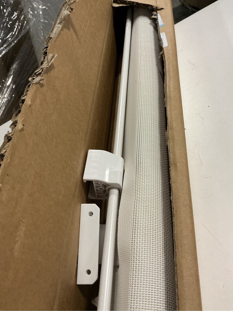 Condition photo showing Good Condition for 50 inch retractable baby gates 34 inch tall, retractable gate with reinforced strip design to prevent crawling through, retractable dog gate for stairs, doorways, hallways white 34" tall x 50" wide