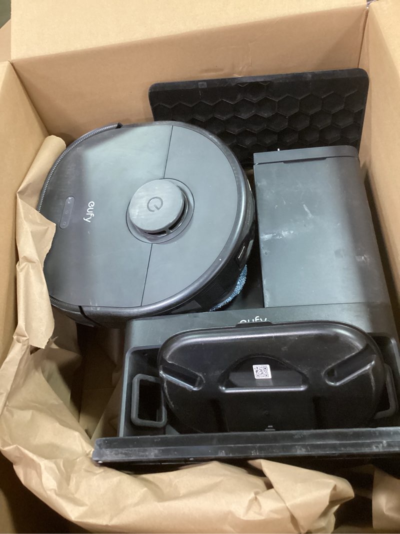 Condition photo showing As Is for eufy X10 Pro Omni Robot Vacuum and Mop Combo, Incredible Suction, Dual Mops with 12 mm Auto-Lift and Carpet Detection, AI Obstacle Avoidance, Auto Mop Washing&Drying, Self-Emptying, Self-Refilling 01-X10 Pro Black