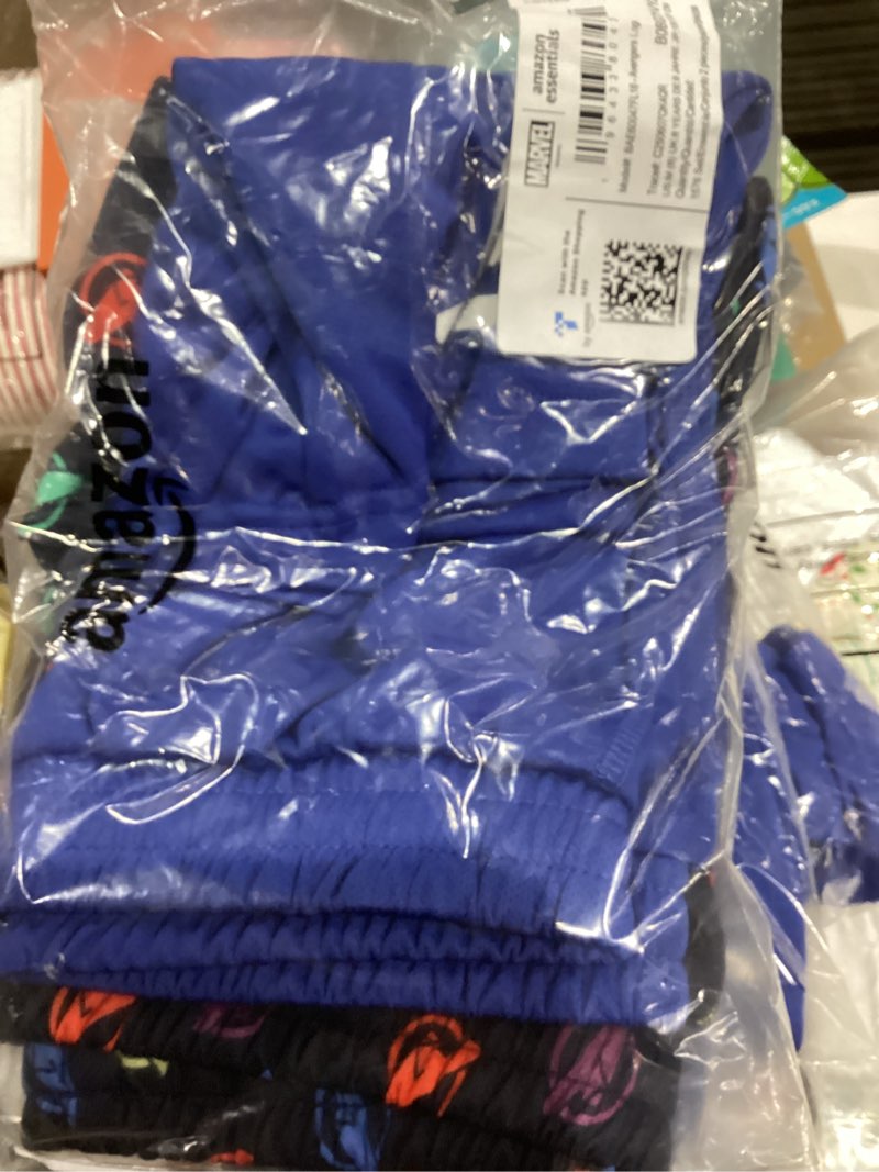 Condition photo showing New/Like New for Amazon Essentials Boys Mesh Basketball Gym Shorts Medium Avengers Logo