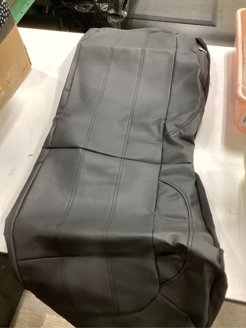 Condition photo showing Good Condition for (similar to stock photo, covers all black) road comforts car seat covers, breathable leather seat covers, car seat covers full sets airbag compatible, automotive seat covers for most cars, vans, trucks, suv - beige full sets beige