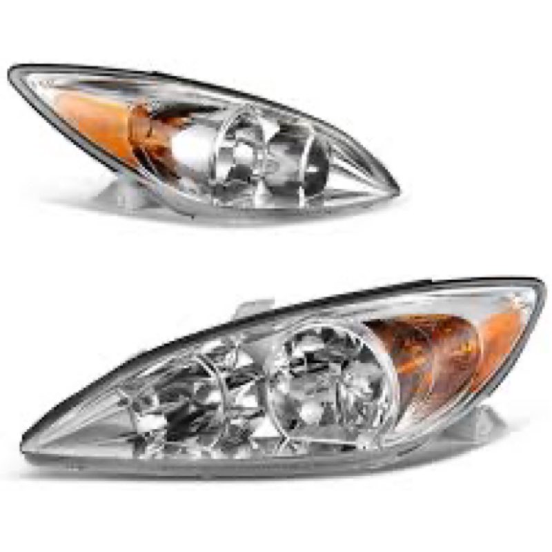 AS Headlight Assembly Compatible with 2002 2003 2004 TOYOTA CAMRY Headlight Chrome Housing Amber Ref