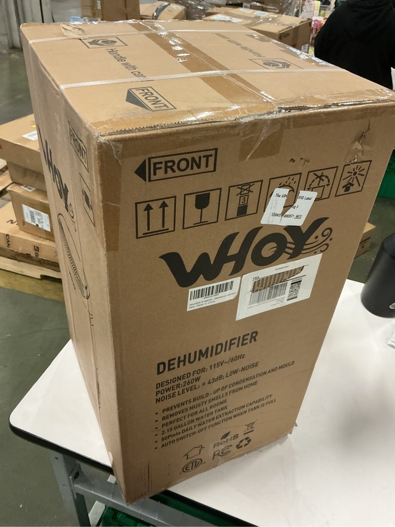 Condition photo showing New/Like New for WHOY 5000 Sq.Ft Dehumidifier for Basements 100 Pints, with 2.15 Gallons Water Tank with Darin House and App Control, Smart Compressor Quiet Operation Ideal for Living room, Bathrooms, Home