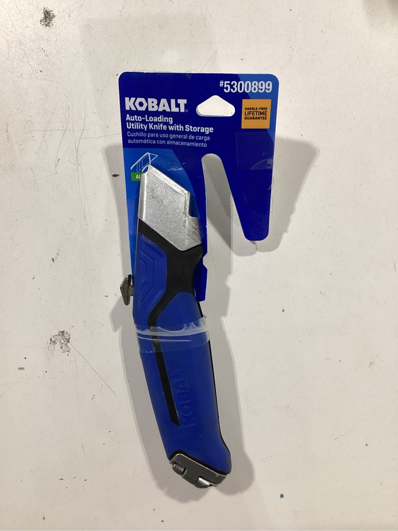 Condition photo showing As Is for kobalt auto loading 3/4-in 5-blade retractable utility knife with on tool blade storage