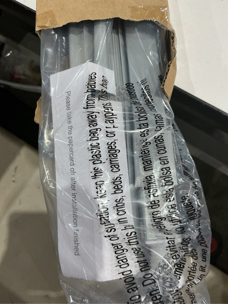 Condition photo showing As Is for (used), lazblinds no tools no drill 1\\\" vinyl mini blinds, cordless blinds for windows, light filtering horizontal window blinds & shades, 36\\\" w x 48\\\" h, grey cordless-grey 36\\\" w x 48\\\" h