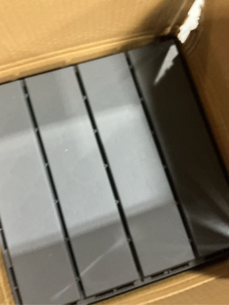 Condition photo showing New/Like New for goovilla plastic interlocking deck tiles, 9 pack , 12"x12" waterproof outdoor flooring all weather use, patio floor decking tiles for porch poolside balcony backyard, dark grey 12"*12" dark gray 9