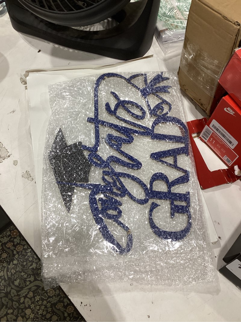 Condition photo showing Good Condition for geetery class of 2026 graduation wooden sign 2026 congrats grad door sign graduation party decorations with cap cutout congratulations grad photo booth prop for front door wall porch decor (blue)