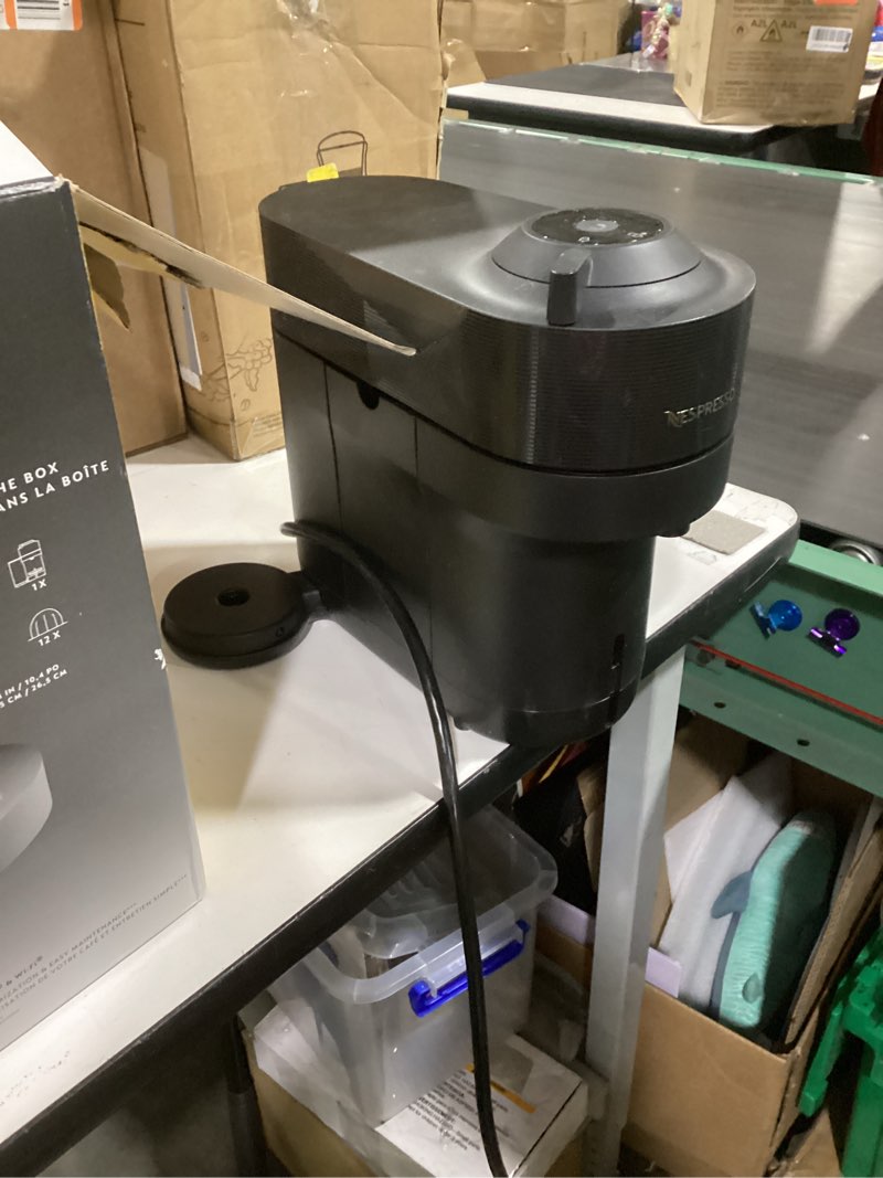Condition photo showing As Is for nespresso vertuo pop+ coffee and espresso machine by de'longhi, liquorice black machine only liquorice black
