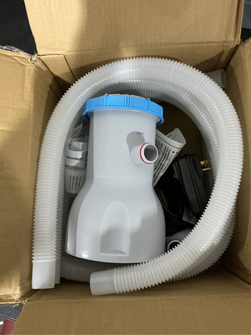 Condition photo showing Good Condition for luxblue 800 gph above ground pool filter pump, energy-saving pool cartridge filter pump | dual action: accelerate water flow & capture debris quickly - improve water clarity | easy to setup & maintain light blue