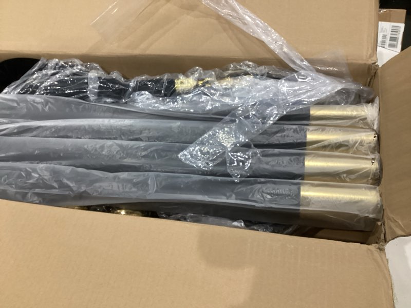 Condition photo showing Good Condition for ferraycle 4 pcs 2025 prom stainless steel stanchion 5 ft velvet carpet ropes and pole crowd control barriers grand opening casino movie theme party 360 photo booth accessories (black and gold) black, gold 4