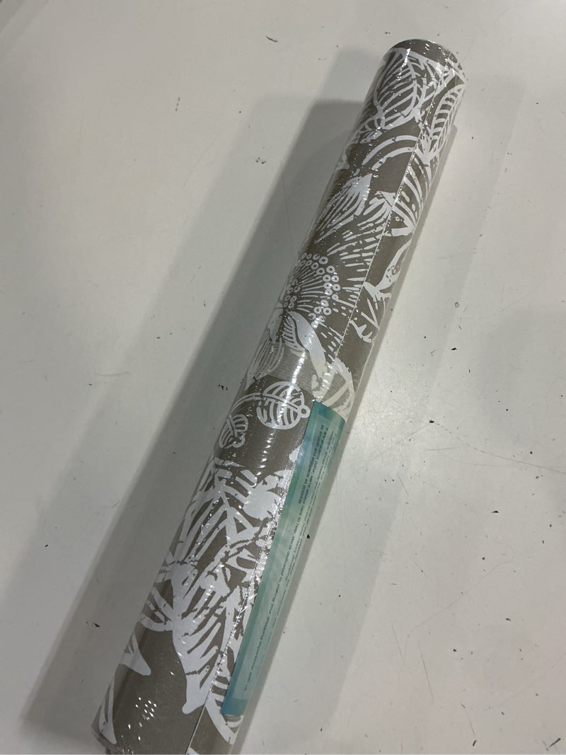 Condition photo showing New/Like New for peel and stick wallpaper vintage wall paper boho contact paper bedroom bathroom wallpaper peel and stick grey brown tropical leaf removable self-adhesive wall decor 17.3" x 394" 17.3" x 394" grey brown