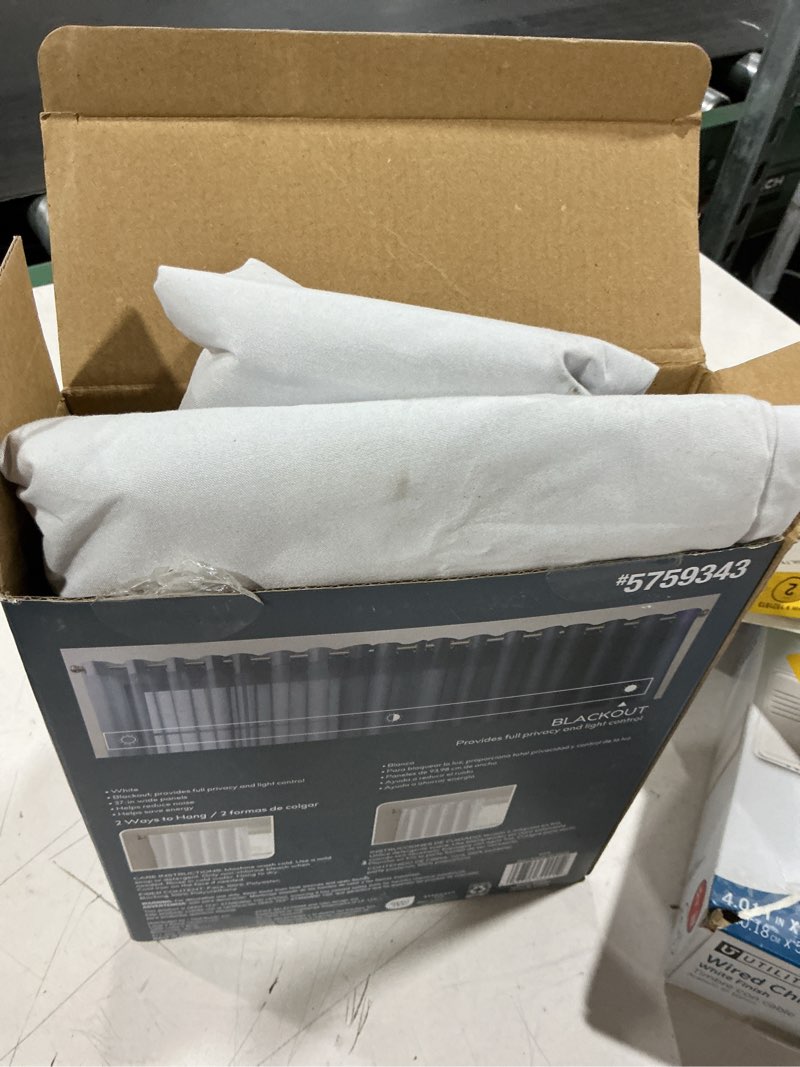 Condition photo showing As Is for style selections 84-in white blackout thermal lined back tab/pinch pleat/rod pocket curtain panel pair
