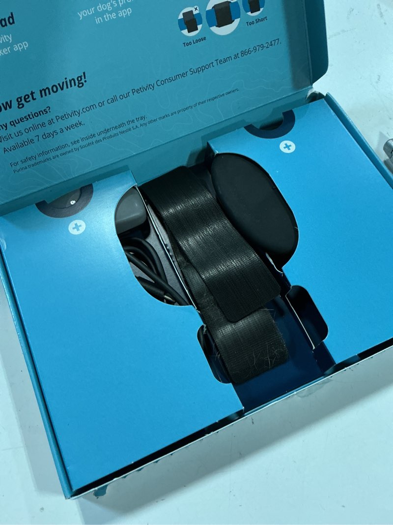 Condition photo showing As Is for petivity smart gps and activity pet tracker for dogs powered by purina, waterproof real time tracking gps dog collar, downloadable app, subscription required