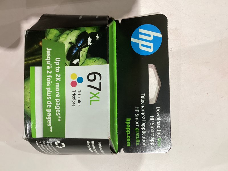 Condition photo showing New/Like New for HP 67XL Tri-Color High-Yield Ink Cartridge Printers | Works with Printer Series: DeskJet 1255, 2700, 4100; Envy 6000, 6400 | Eligible for Instant Ink | 3YM58AN