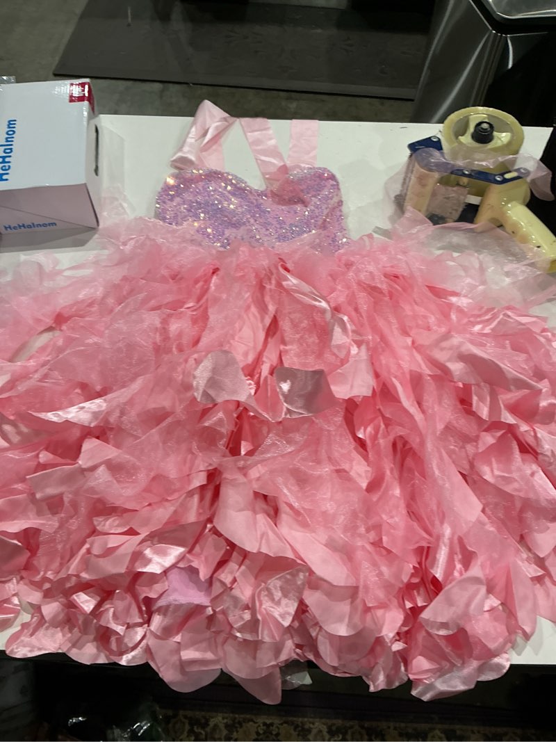 Condition photo showing Good Condition for christmas tutu dress for girls sequin tulle fairy ball dresses for toddler kid little girl fancy sparkly birthday outfit 6 years pink