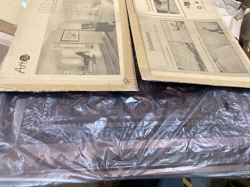 Condition photo showing Good Condition for art3d drop ceiling tiles, glue up ceiling tiles, 2'x2' plastic sheet in antique copper (12-pack, 48 sq.ft) 24"x24" antique copper 12
