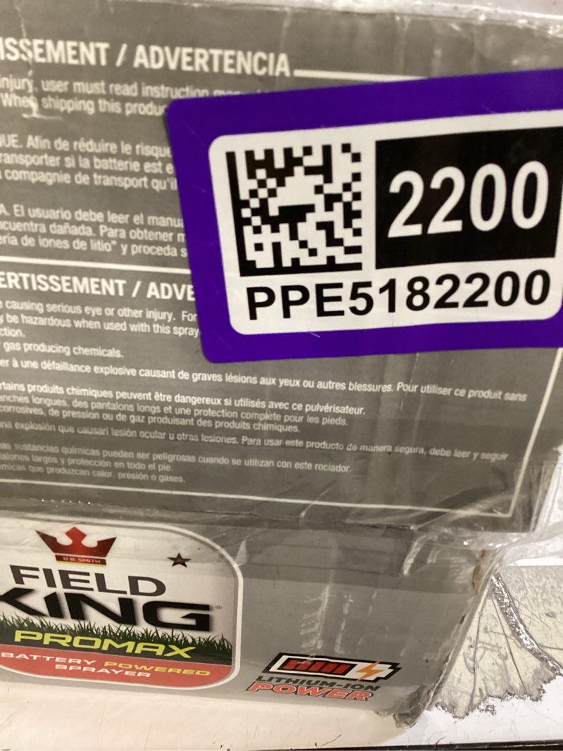 Condition photo showing Good Condition for field king 190571 lithium-ion battery powered pump zero technology sprayer, 2-gal, white