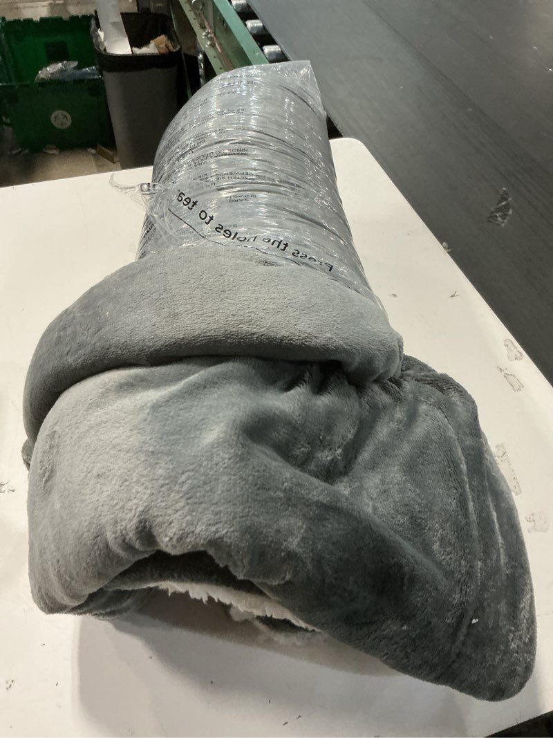 Condition photo showing Good Condition for Bedsure GentleSoft Sherpa Fleece Blankets Queen Size for Bed - Thick and Warm Throw for Women and Men, Non-Heated, Soft Fuzzy Plush Queen Blanket for Winter, Grey, 90x90 Inches Queen (90" x 90") 01 - Grey