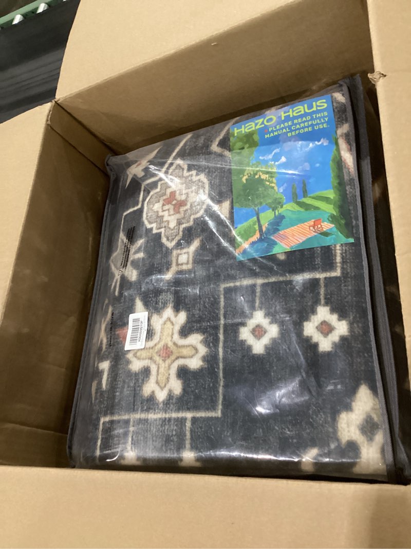 Condition photo showing Good Condition for black boho rug for living room 9x12 - washable dining room rugs for under table, vintage soft low pile carpet for bedroom, non-slip farmhouse bohemian large tumble rug for high traffic area 9' x 12' (rectangular) ashen / multi
