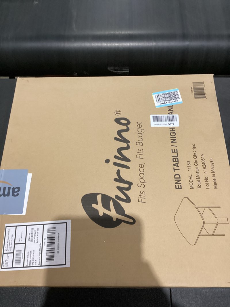 Condition photo showing New/Like New for Furinno SIMPLE DESIGN Side Table, 2-Tier End Table, Open Shelves Night Stand, Bedside Table, for Living Room, Bedroom, Columbia Walnut Columbia Walnut/Black 1-Pack, 2 Tiers, Standard Leg