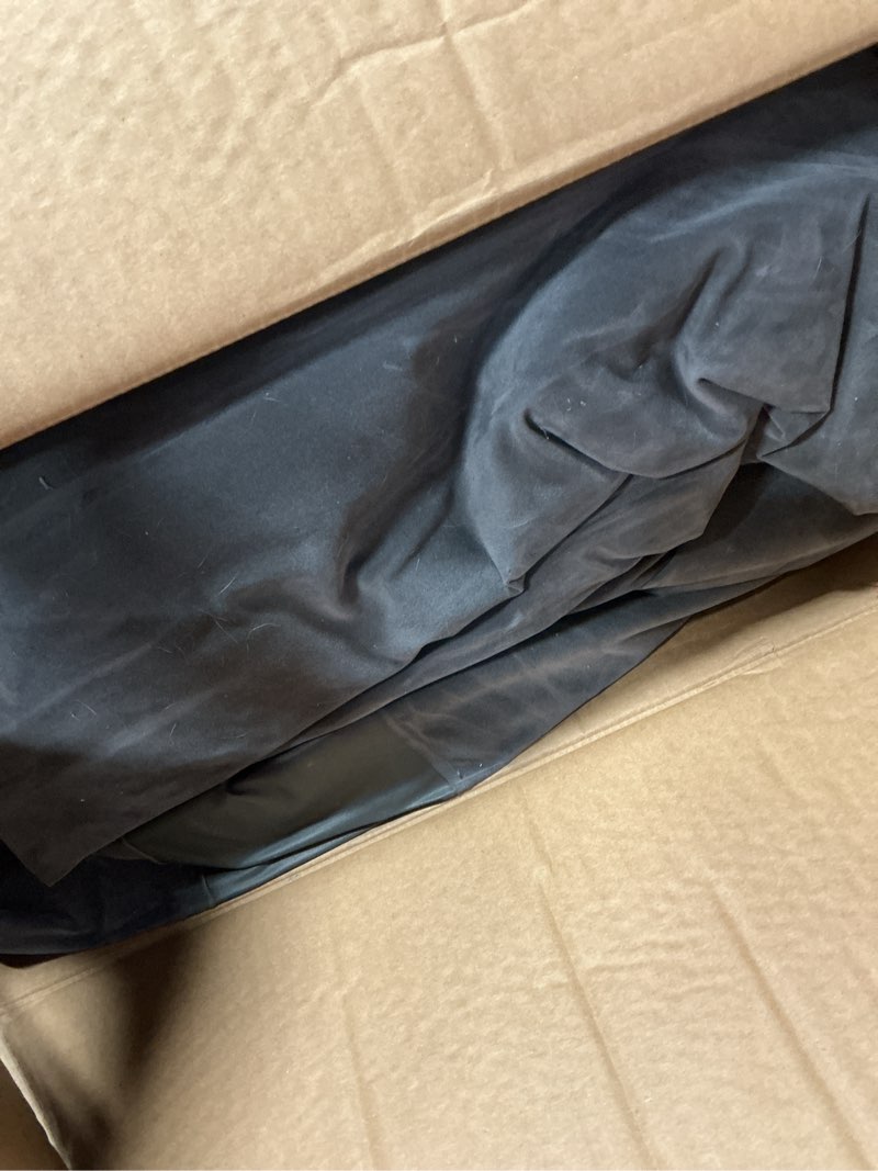 Condition photo showing As Is for intex inflatable pull-out sofa: velvety surface, 2-in-1 valve, cupholder, 46" x 88" x 26" - blow-up couch and folding queen size air mattress bed
