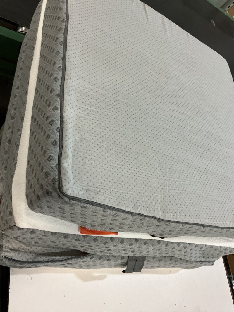 Condition photo showing As Is for sweetnight tri folding mattress - 4-inch foldable mattress with a collapsible and washable cover | medium-firm with non-slip design | suitable for rv travel, camping, guest