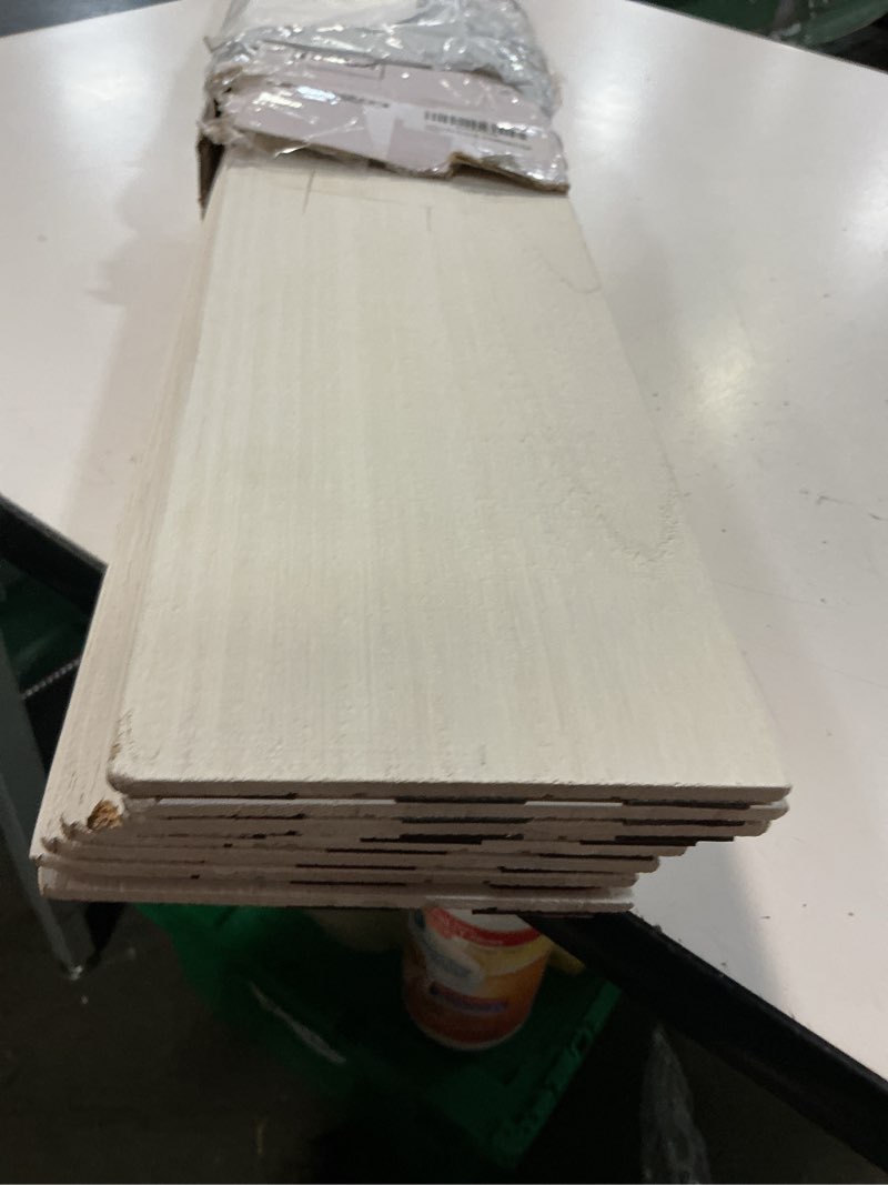 Condition photo showing Good Condition for luxdecor real wood wall planks - white shiplap boards 5" peel and stick - 10 pieces, 12.5 sq ft 02-white