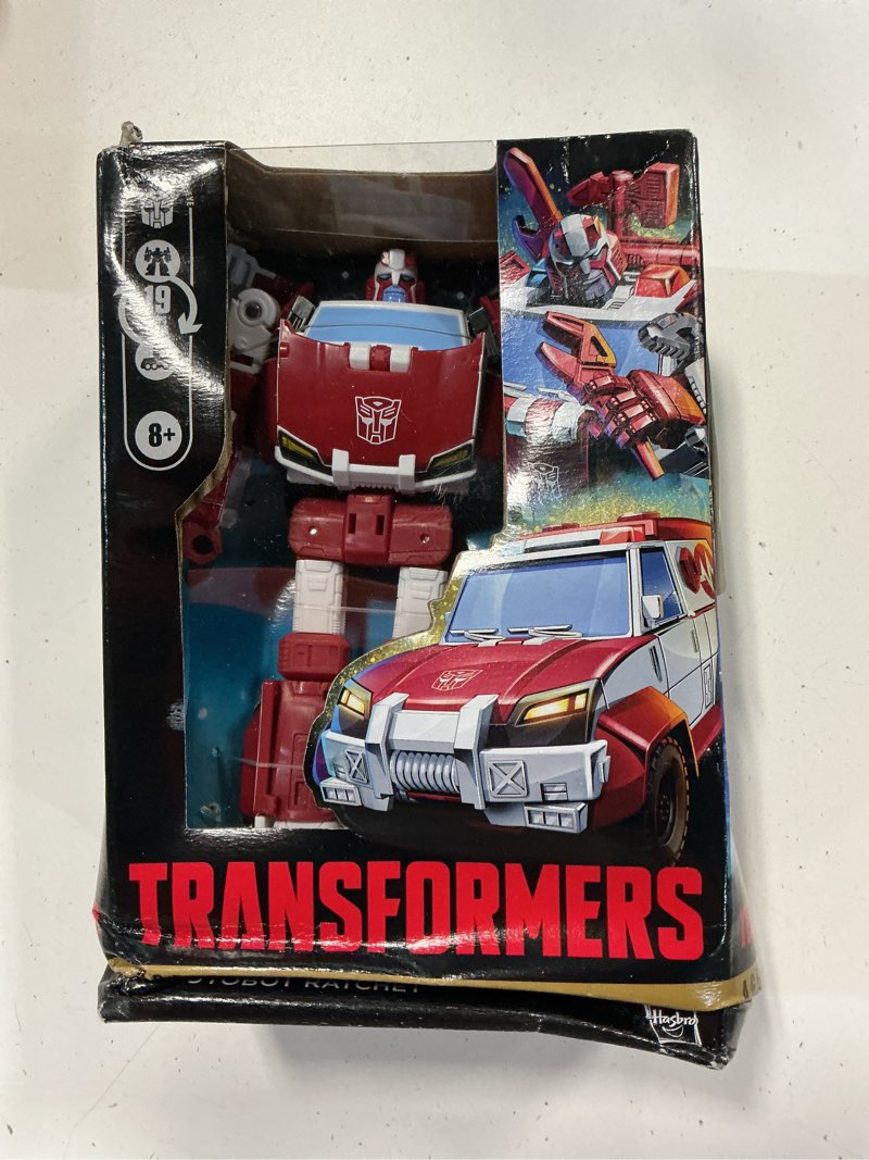 Condition photo showing New/Like New for transformers age of the primes autobot ratchet, deluxe class 5.75-inch converting action figure, robot toys for ages 8+