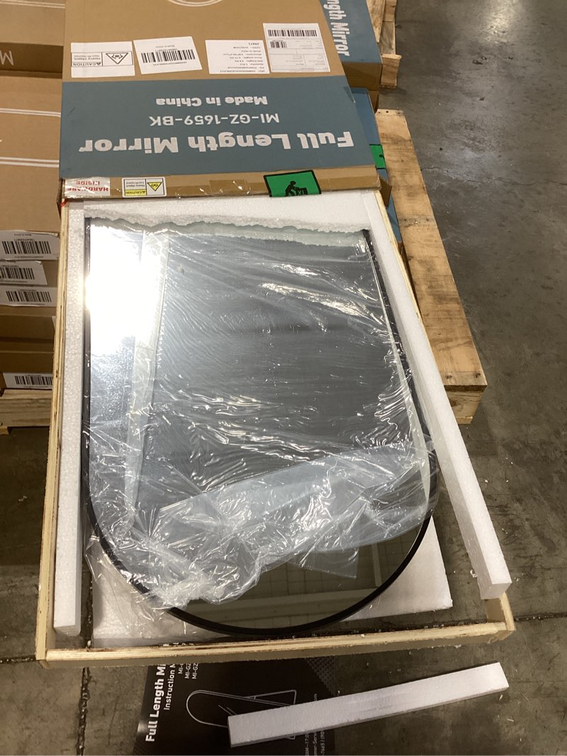 Condition photo showing Good Condition for simple deluxe arched full length mirror, floor mirror with stand, 59"x16" large mirror, wall mirror full length, body floor mirror, wall mounted mirror for bedroom, black black-arched 59"l x 16"w