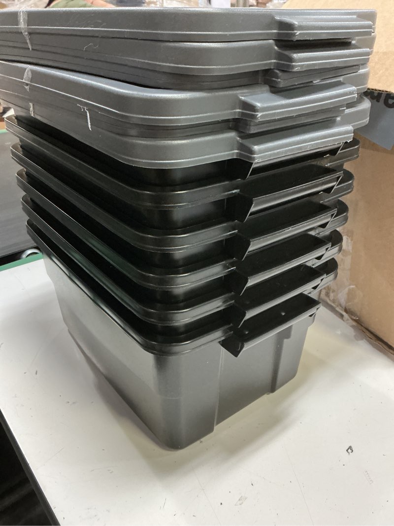 Condition photo showing Good Condition for Rubbermaid Roughneck Tote 3 Gal Storage Container  Black/Gray (6 Pack)