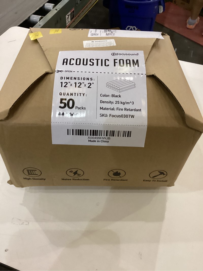 Condition photo showing New/Like New for Focusound 50 Packs Acoustic Foam Panels Wedge 2" X 12" X 12", Soundproofing Foam Noise Cancelling Foam with 300 PCS Double-Side adhesive 2" X 12" X 12" 50 Pack Wedge