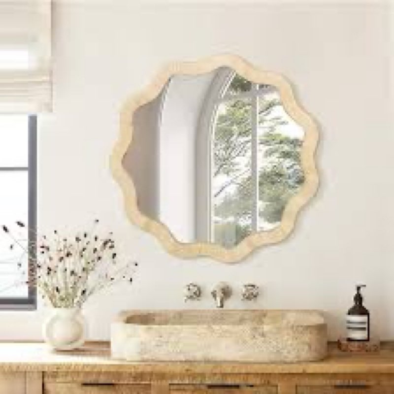 ULIKE Rattan Mirror for Wall, Bathroom 24 Inch Rustic Farmhouse Wall Decor with Handmade Wicker Fram