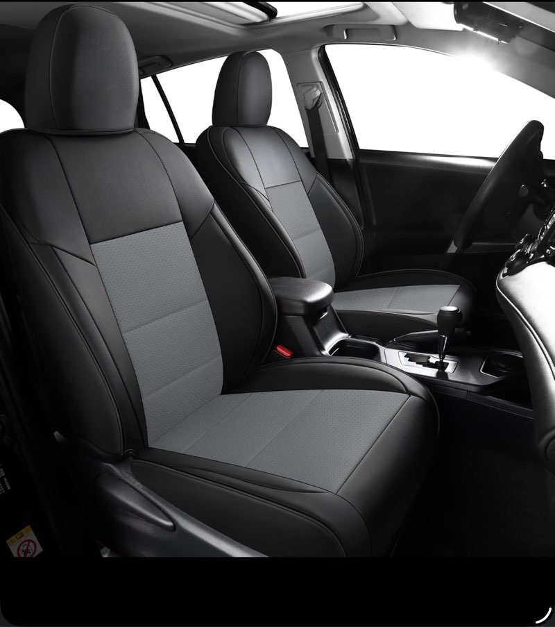 tapha faux leather seat cover set for toyota rav4 2020-2023 xle le xle premium limited base suv, breathable and water-resistant, include seat covers for front and rear seats (black/grey) grey/black