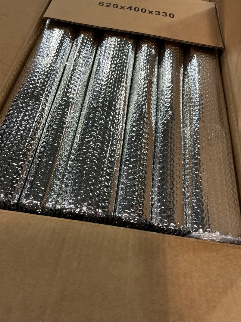 Condition photo showing Good Condition for 16P Garage Door Insulation Panels Kit 0.24"T Double Bubble Reflective Aluminum Foil 6MM Sheet Thermal Pre-Cut Insulation Shield 120 Tapes Winter Clod and Summer Heat for Attic Garage Wall (24" x 48") 6MM - 24" x 48" 16P-Silver