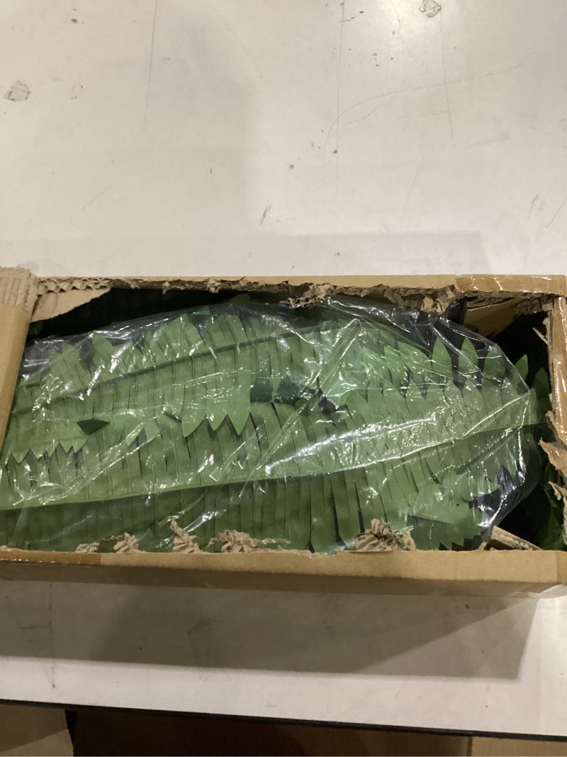 Condition photo showing New/Like New for artificial boston fern bush - set of 2 45inch fake ferns with 55 fronds, large hanging faux plants decor, uv resistant faux fern vines silk greenery for outdoor indoor, porch, farms, patio