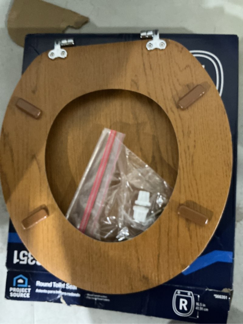 Condition photo showing Good Condition for project source wood oak veneer round toilet seat